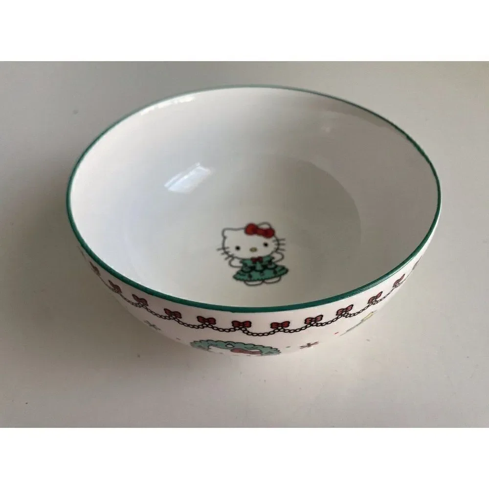 Set Of 3‎ Sanrio Hello Kitty Ceramic 27 Oz Bowl Christmas Tree Dress Snowflake